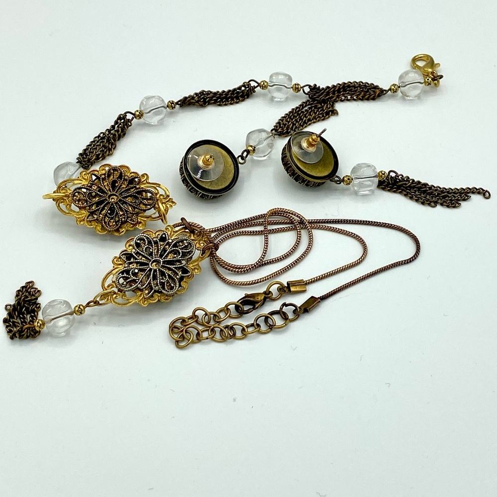 Bridgerton Inspired Jewelry Victorian necklace Earrings Bracelet Set - Picture 16 of 16